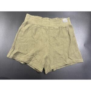 One 5 One NWT High Rise‎ Pullon Short 100% Cotton Olive Green Size Medium
